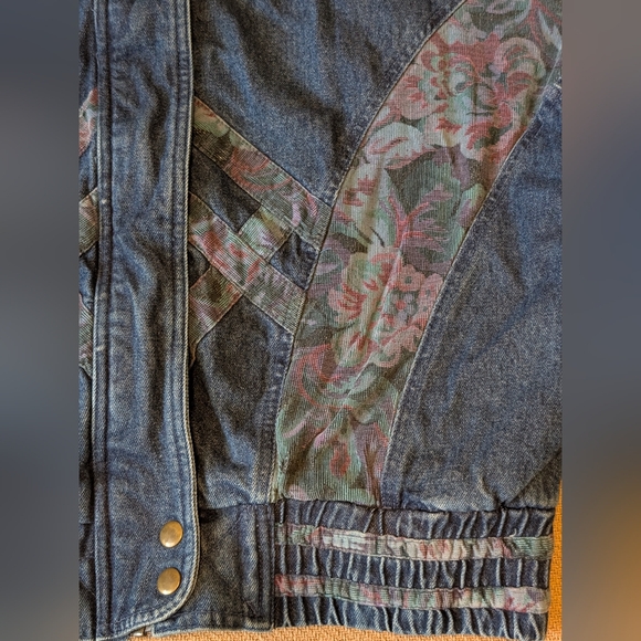 Vintage Levon Denim Floral Patchwork Bomber Jacket Cotton 90s - Picture 5 of 15